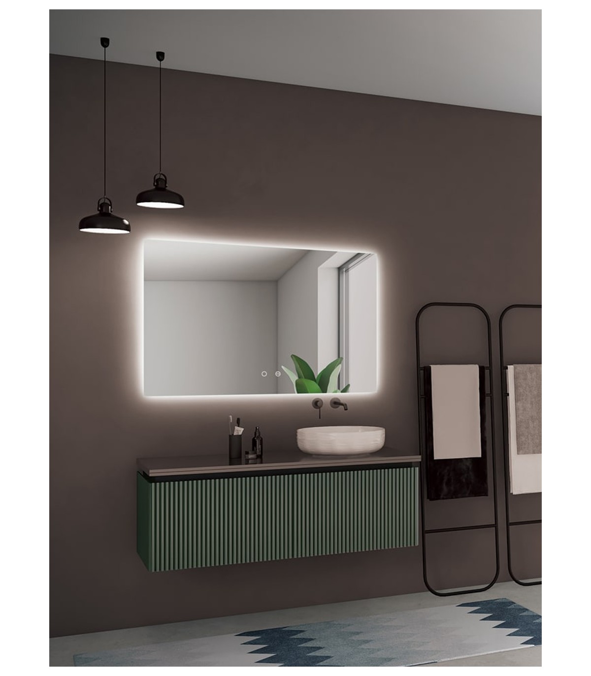 Espejo de baño Led cuadrado - Iluminado por LED con IRC >80